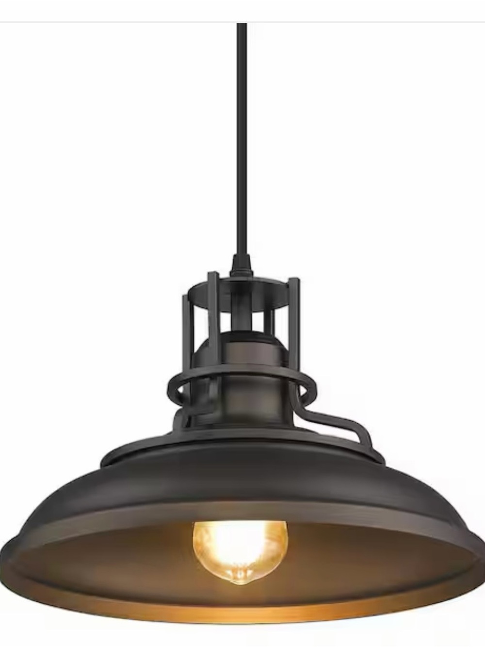 Farmhouse Vintage Oil Rubbed Bronze Finish Barn Pendant Light with Metal Shade